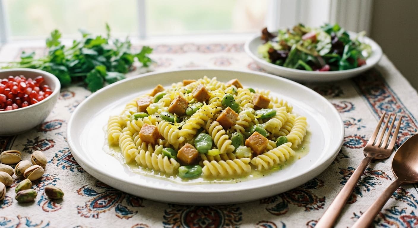 Makaroni ba Sos-e Baghela — Pasta with Creamy Broad Bean Sauce - authentic persian recipe