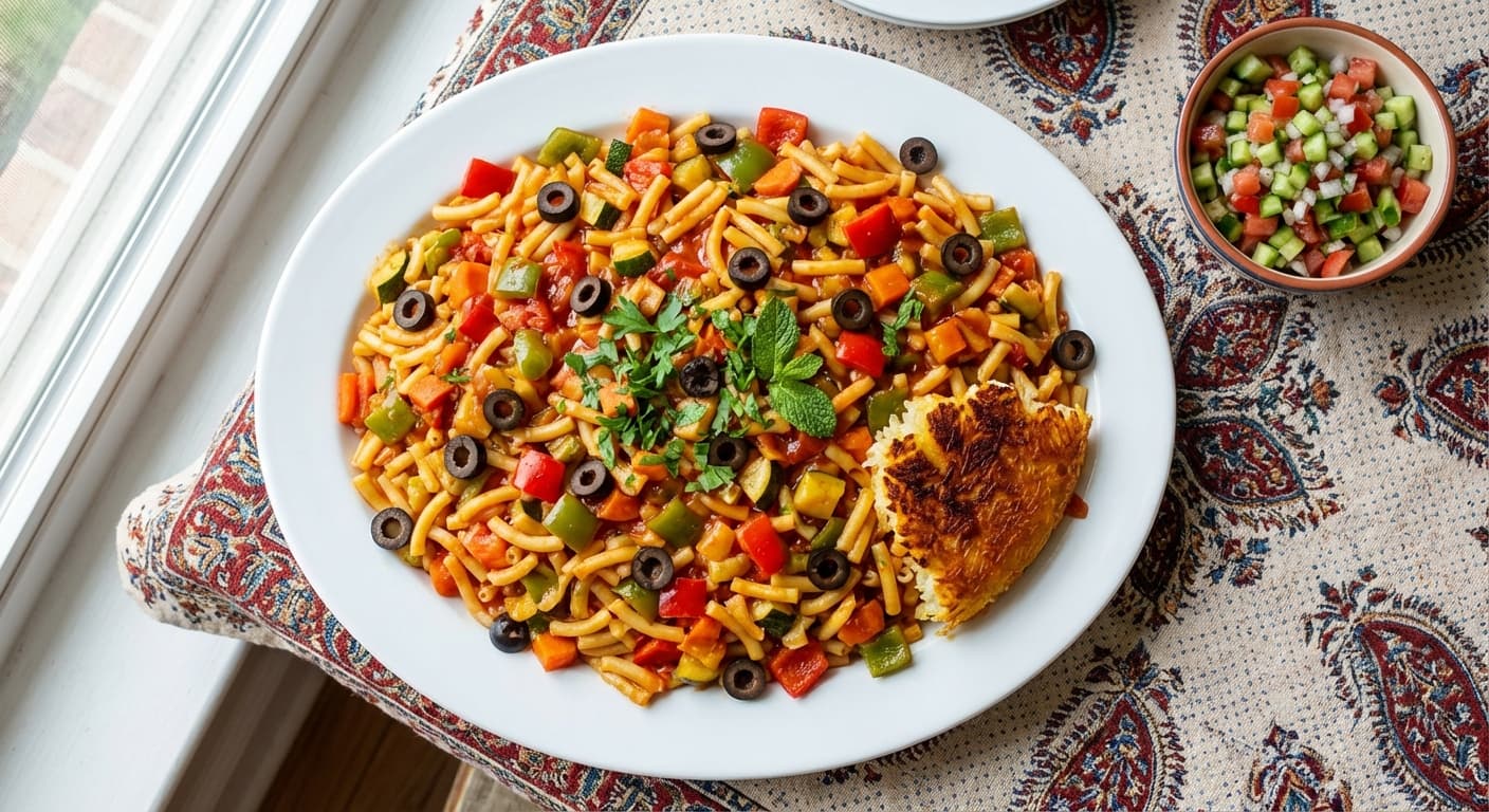 Makaroni Rangarang — Colorful Persian-Style Vegetable Macaroni - authentic persian recipe