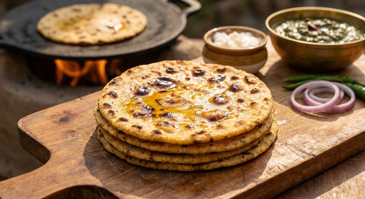 Makki di Roti — Indian Cornmeal Flatbread, Rustic and Slightly Crisp - authentic indian recipe