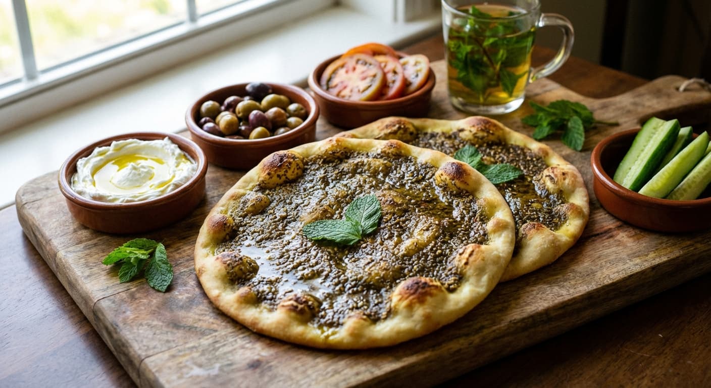 Man’oushe Za’atar — Lebanese Za’atar Flatbread - authentic lebanese recipe