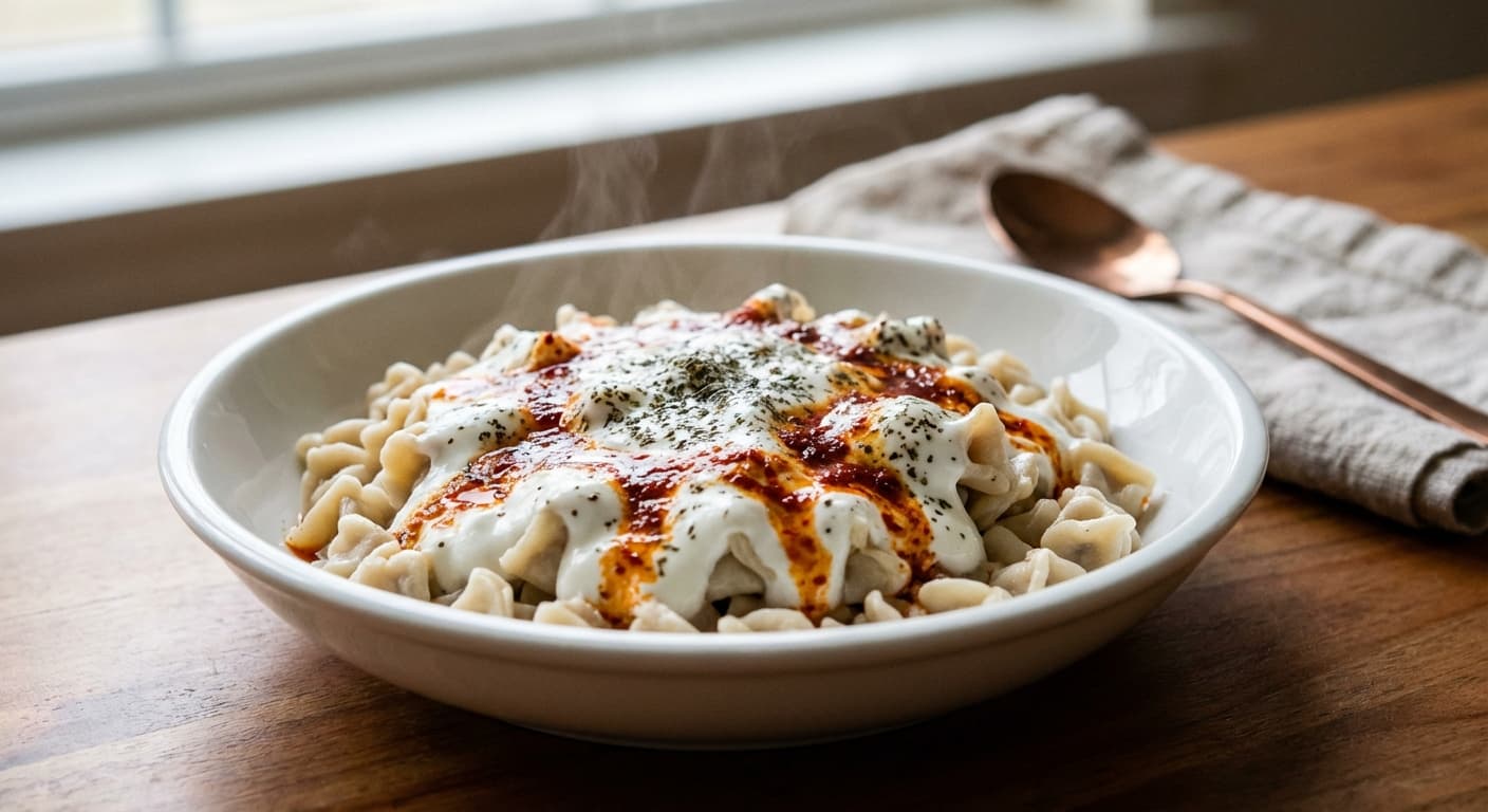 Manti — Turkish Dumplings with Garlic Yogurt and Aleppo Butter - authentic turkish recipe
