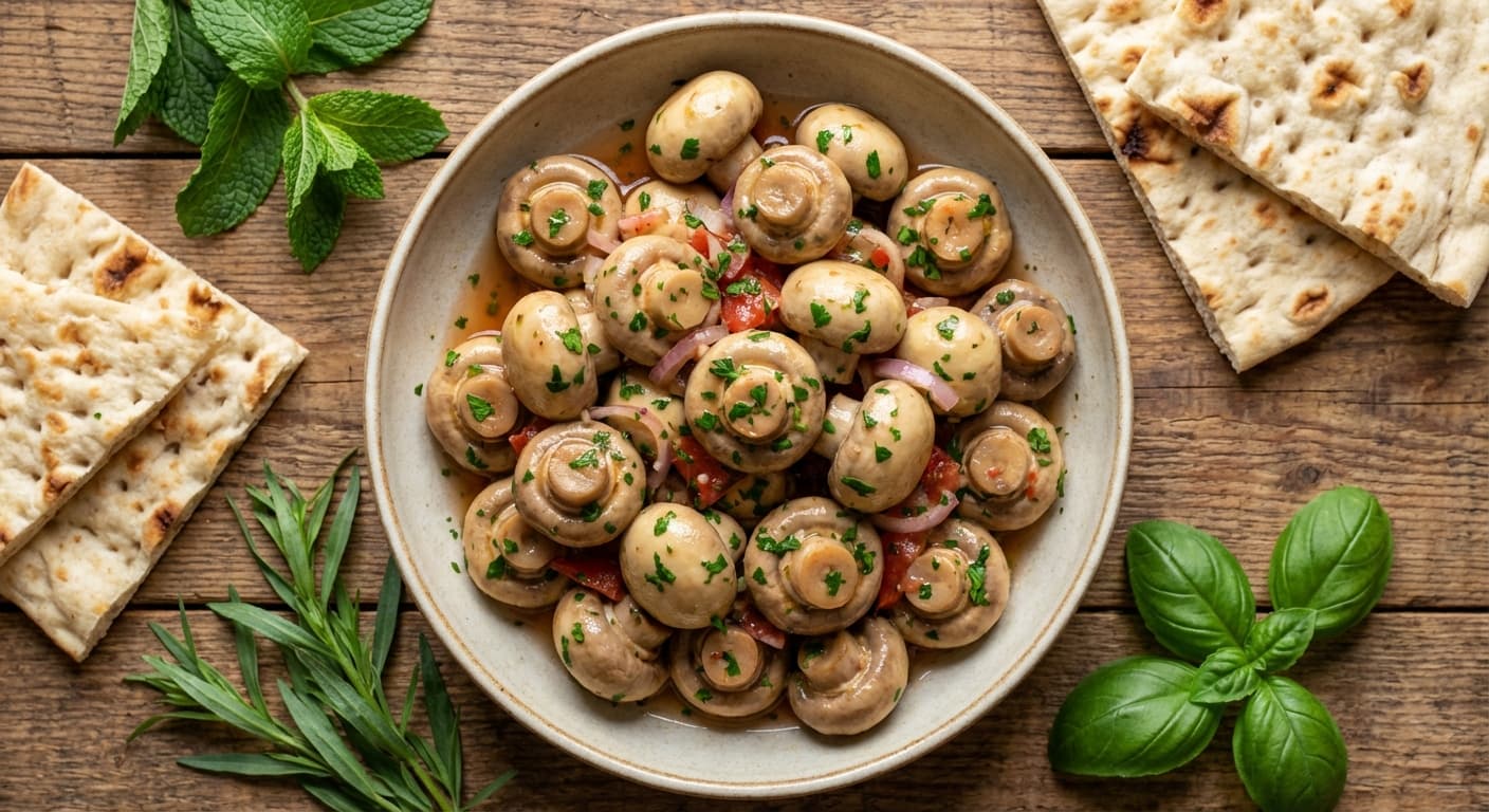 Marinit Gharch — Persian-Style Marinated Mushrooms - authentic persian recipe