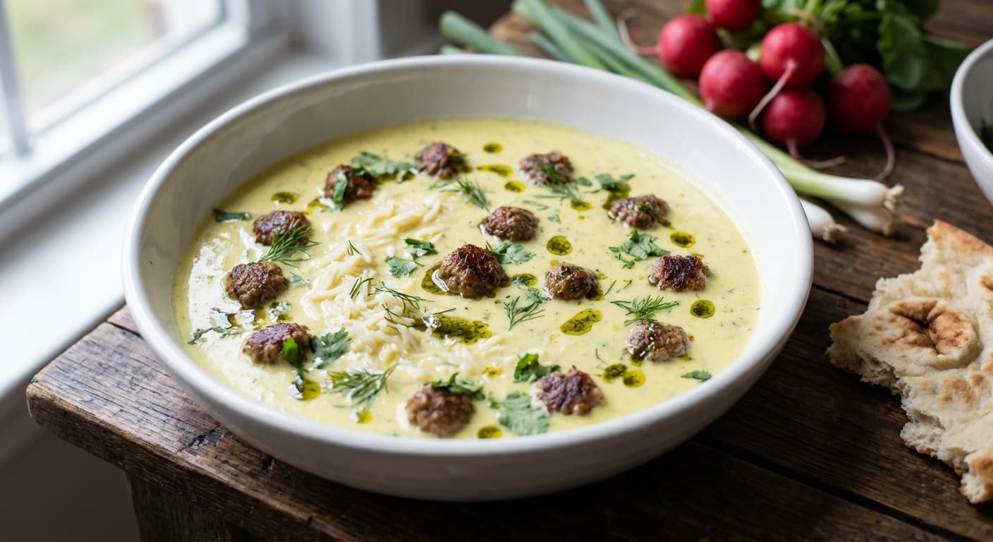 Mastawa — Afghan Rice and Yogurt Soup with Lamb Meatballs - authentic afghan recipe