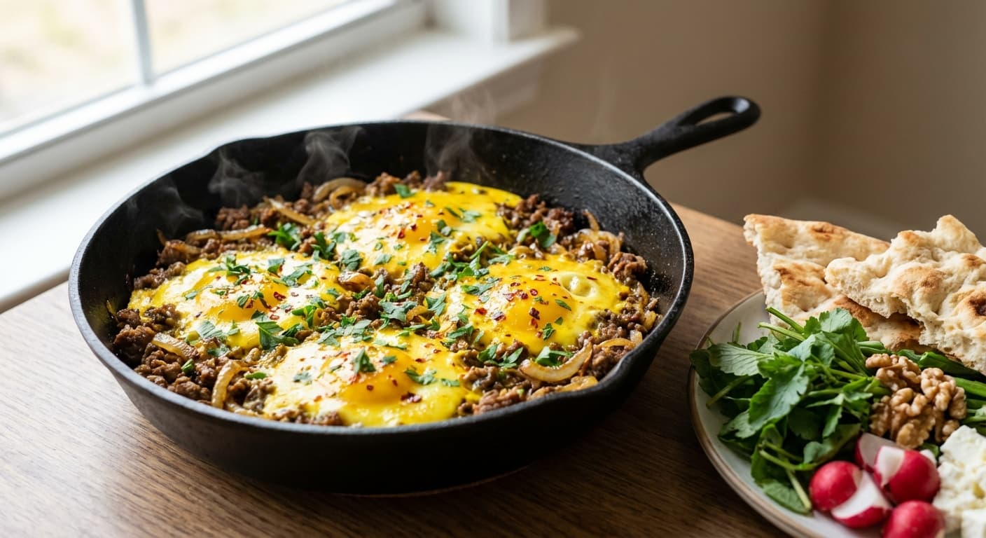 Meat and Egg Omelette — Rustic Persian skillet breakfast - authentic persian recipe