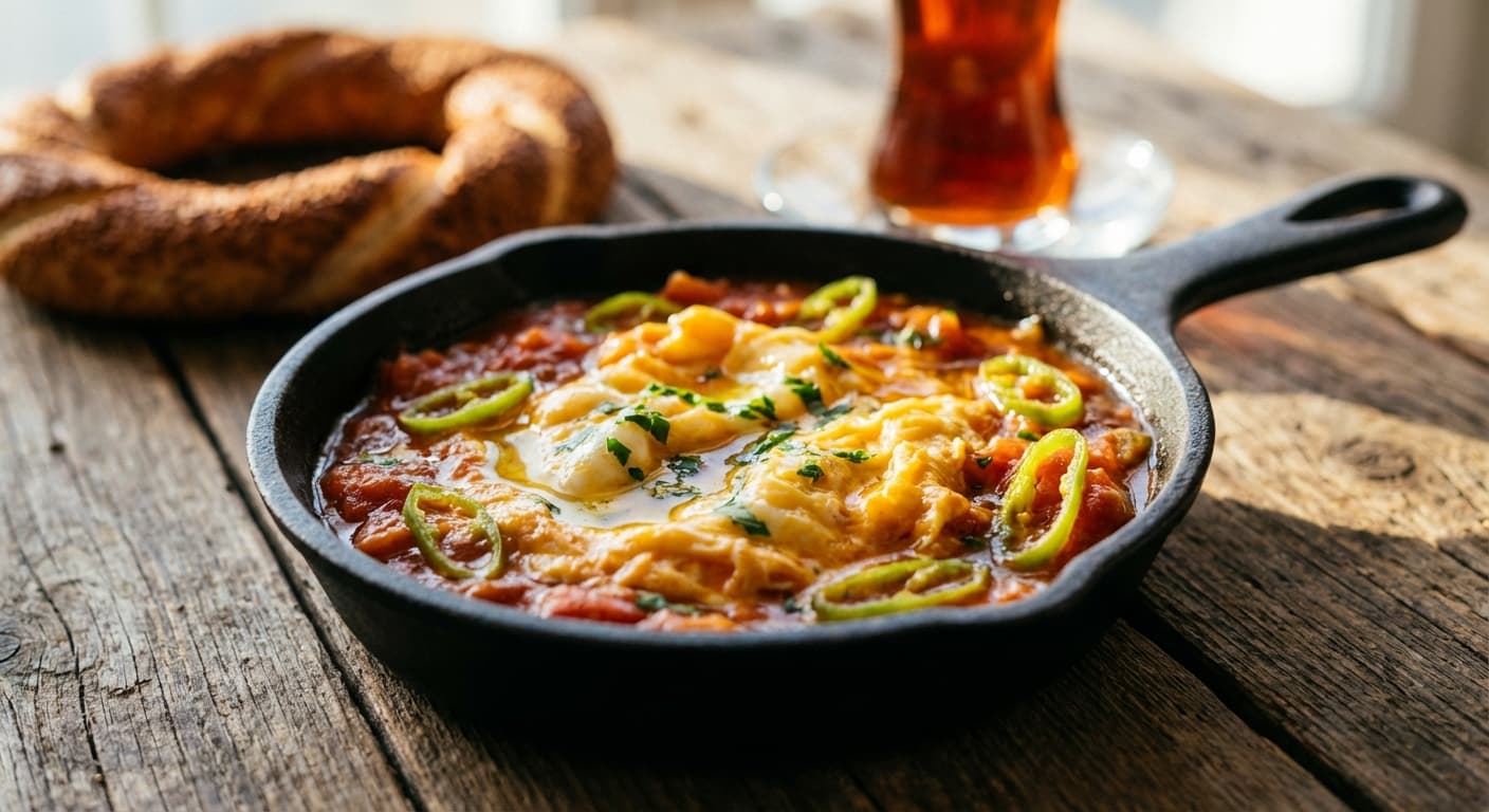 Menemen — Turkish Scrambled Eggs with Tomato and Pepper - authentic turkish recipe