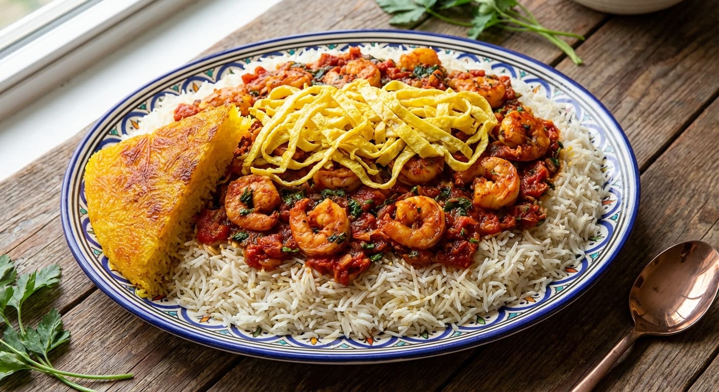 Meygoo Polo - Persian Shrimp Pilaf - authentic persian recipe