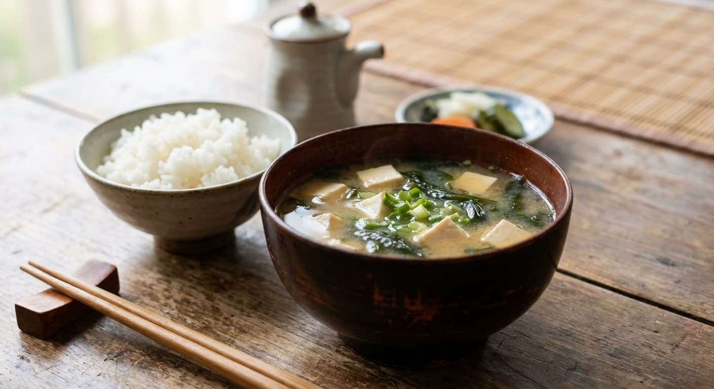 Misoshiru — Classic Japanese Miso Soup with Tofu and Wakame - authentic japanese recipe