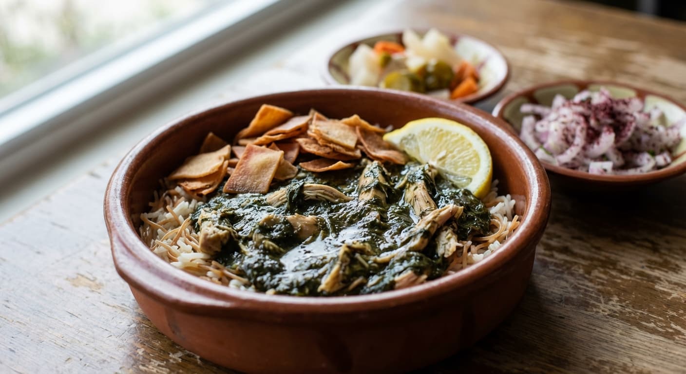 Mloukhieh — Lebanese Jew’s Mallow Stew with Chicken and Lemon - authentic lebanese recipe