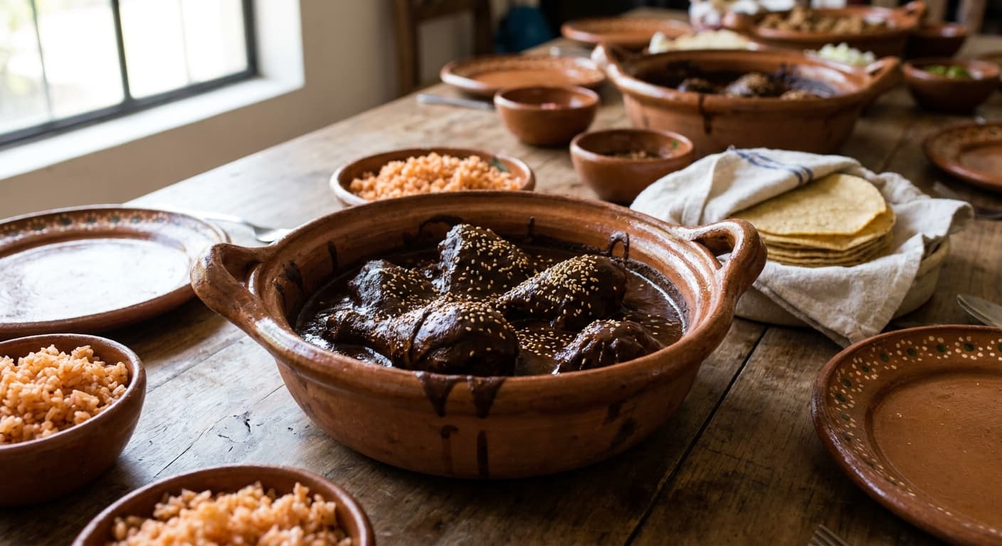 Puebla-Style Mole Poblano — Chile-Chocolate Chicken in Festival Sauce - authentic mexican recipe