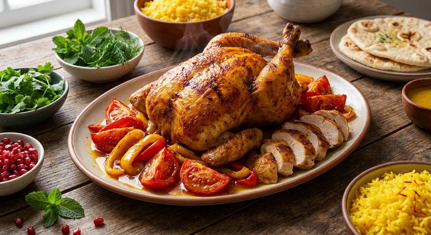 Morgh-e Doroste Dar Far — Persian-Style Whole Roasted Chicken - authentic persian recipe