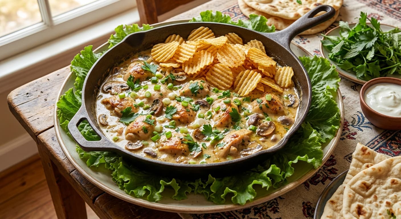 Morgh Sorkh Shodeh — Creamy Persian Chicken & Mushroom Sauté - authentic persian recipe