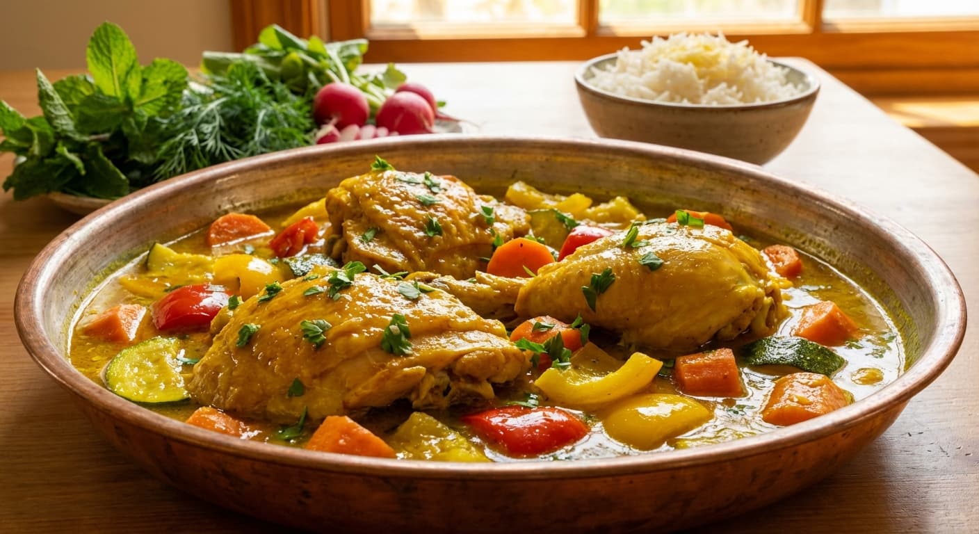 Morgh va Sabzijat — Persian Chicken with Garden Vegetables - authentic persian recipe