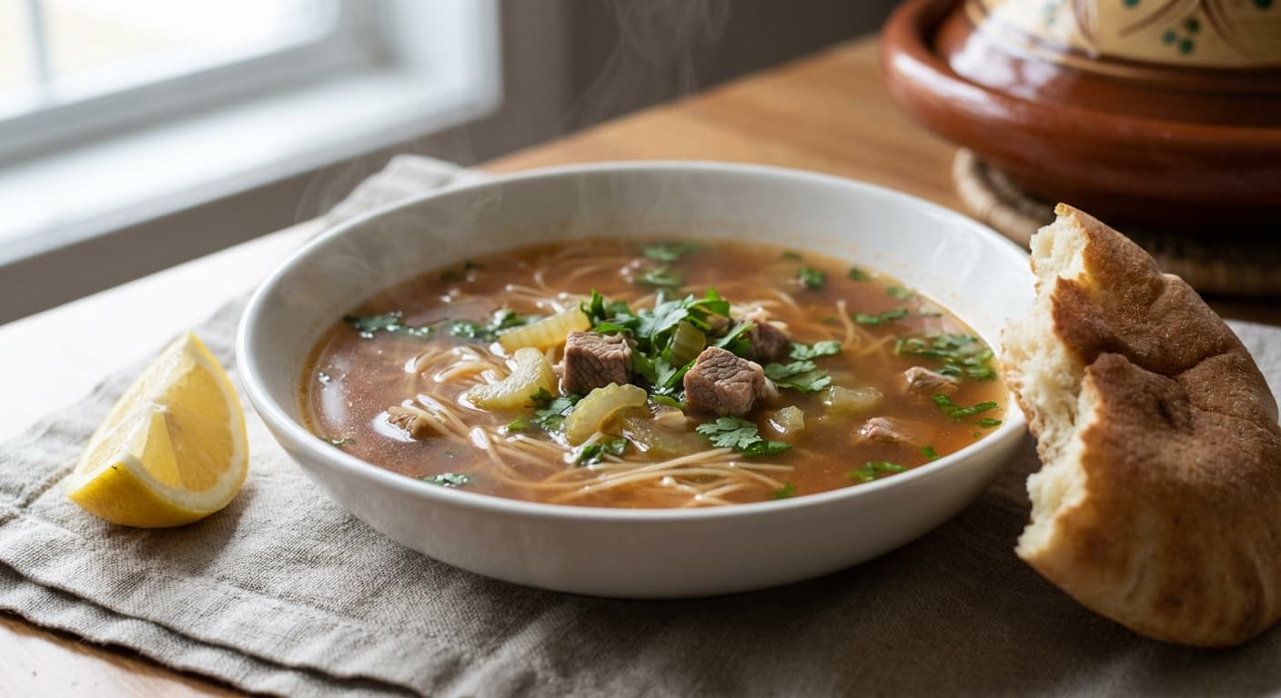 Chorba — Moroccan Light Vermicelli Soup with Lamb and Celery - authentic moroccan recipe