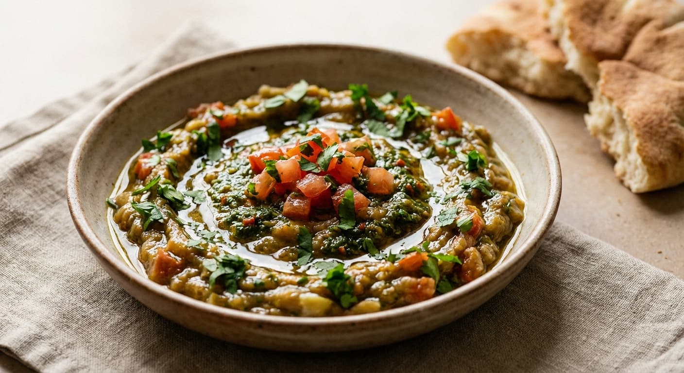 Moroccan Eggplant Salad — Roasted Eggplant with Chermoula Dressing - authentic moroccan recipe
