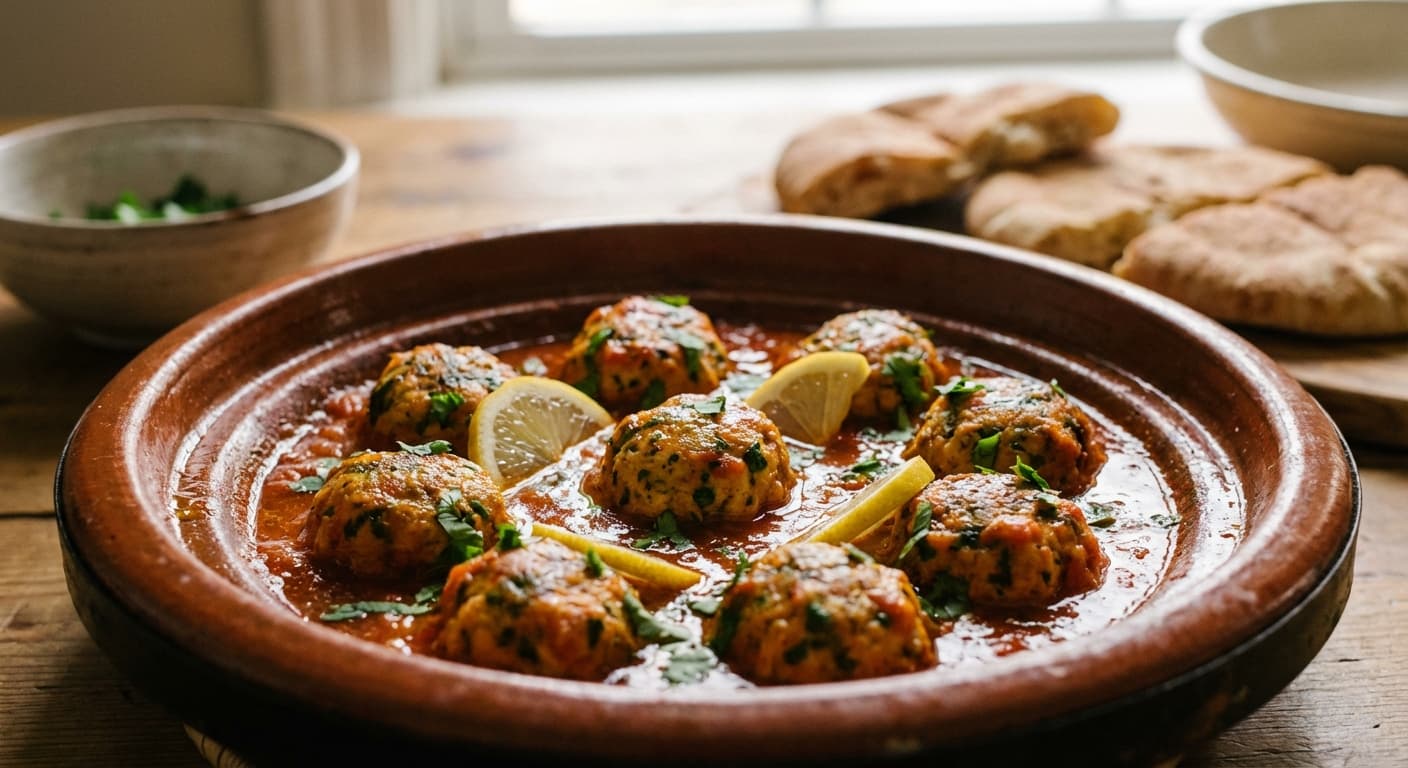 Moroccan Sardine Balls — Spiced sardine kefta simmered in tomato sauce - authentic moroccan recipe