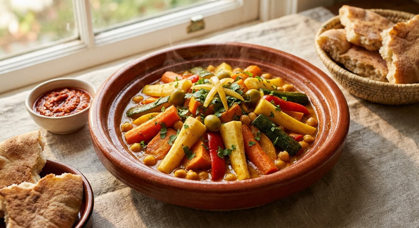 Moroccan Vegetable Tagine — Mixed Root Vegetable Tagine with Chickpeas - authentic moroccan recipe