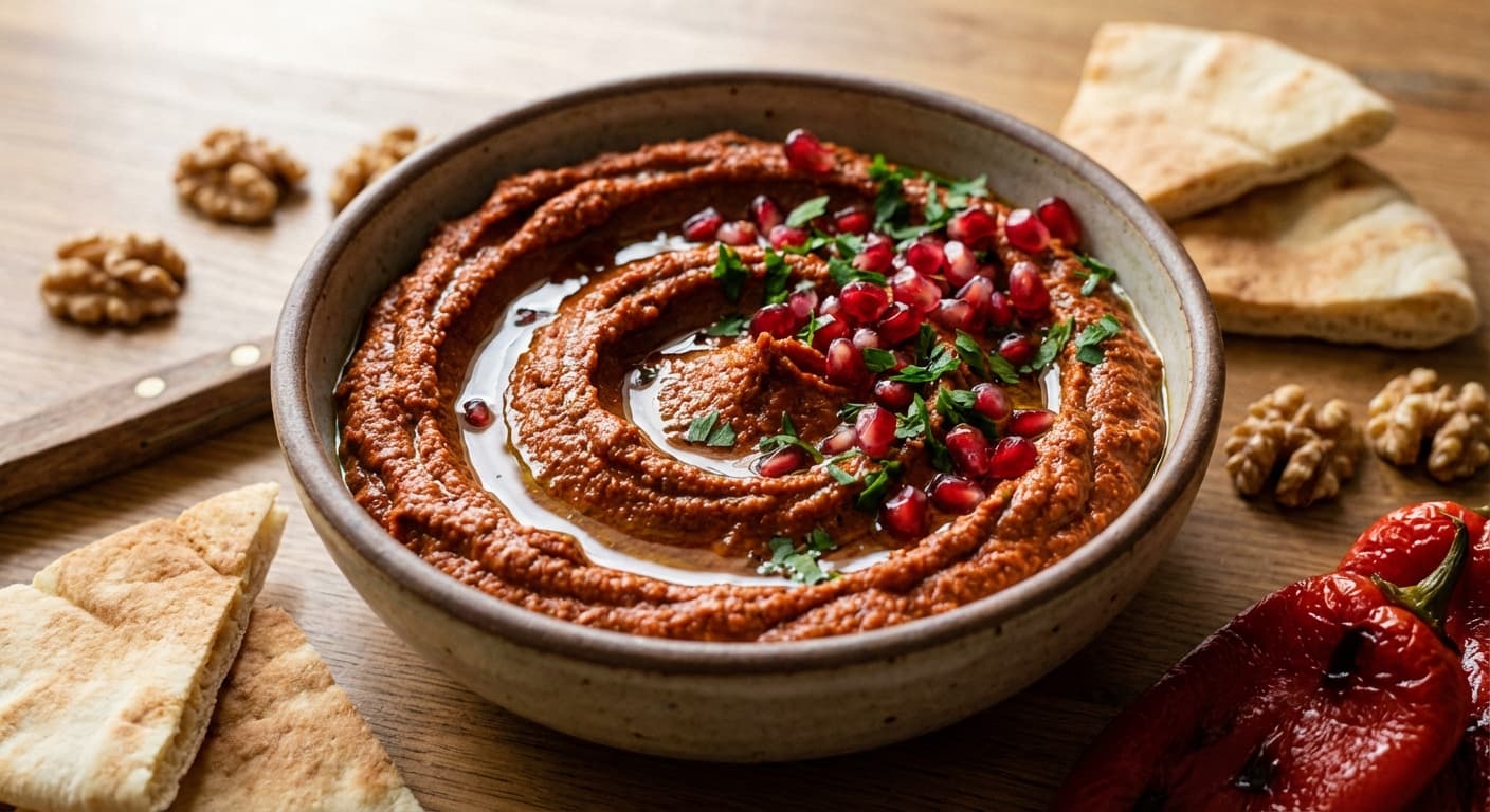 Muhammara — Lebanese Walnut-Pepper Dip with Pomegranate Molasses - authentic lebanese recipe