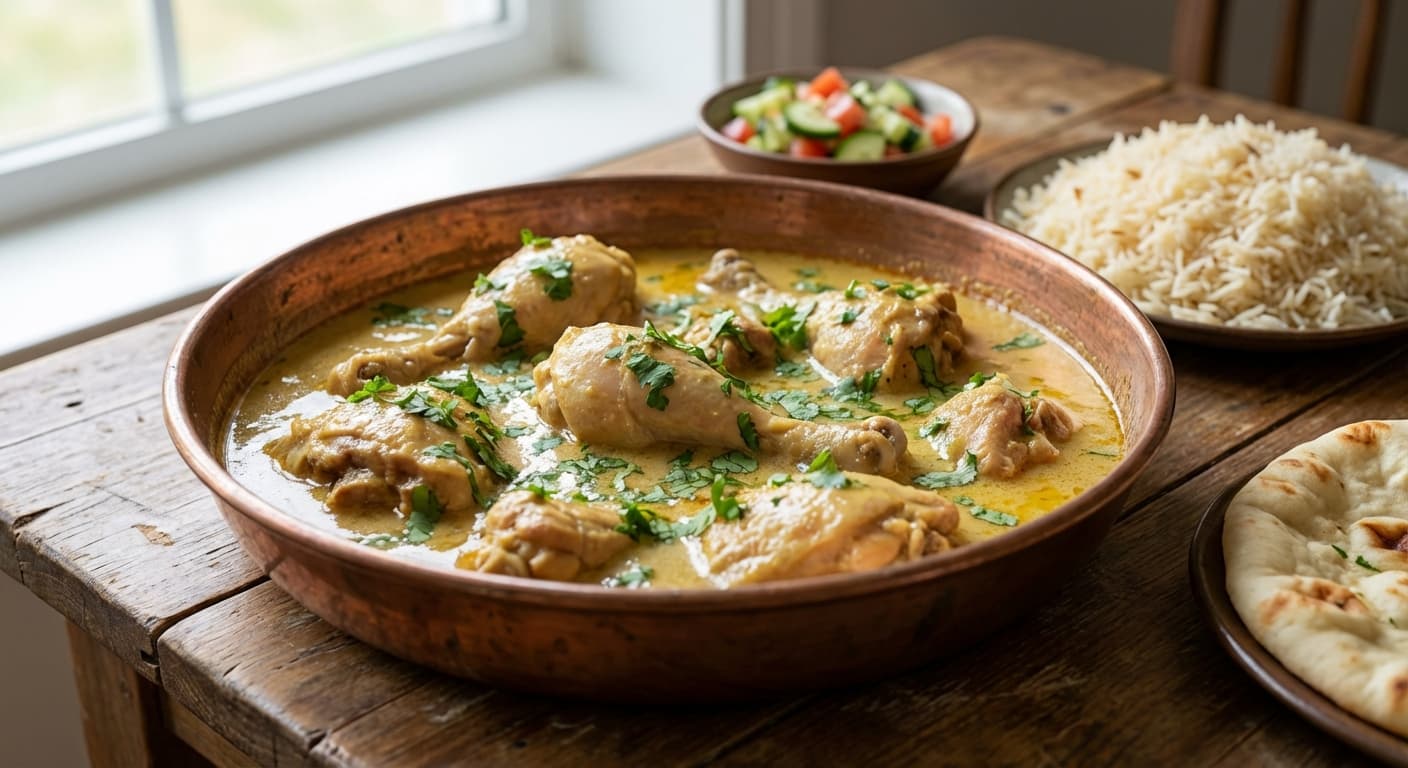 Murgh Korma — Afghan Braised Chicken in Mild Yogurt Sauce - authentic afghan recipe