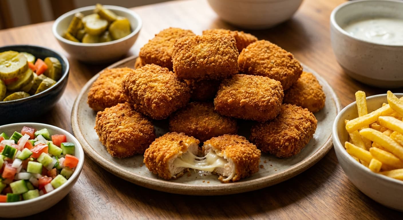 Naget Morgh — Persian-Style Golden Chicken Nuggets with Mozzarella - authentic persian recipe