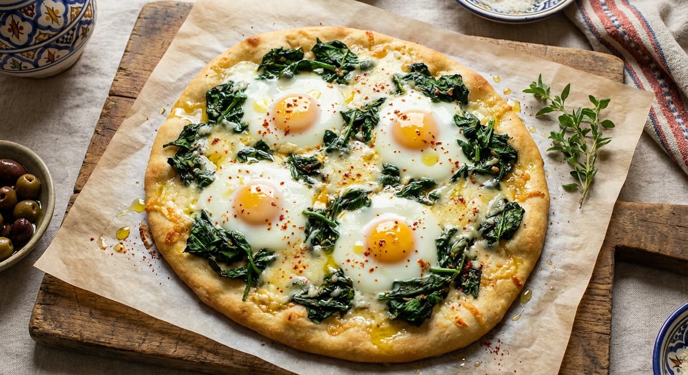 Nargesi-Style Spinach & Egg Flatbread ( ) — Persian-Inspired Mediterranean Flatbread - authentic persian recipe