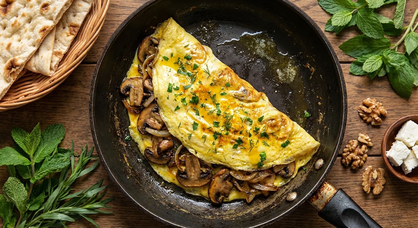 Omelet Gharcheh — Persian-Style Mushroom Omelette - authentic persian recipe