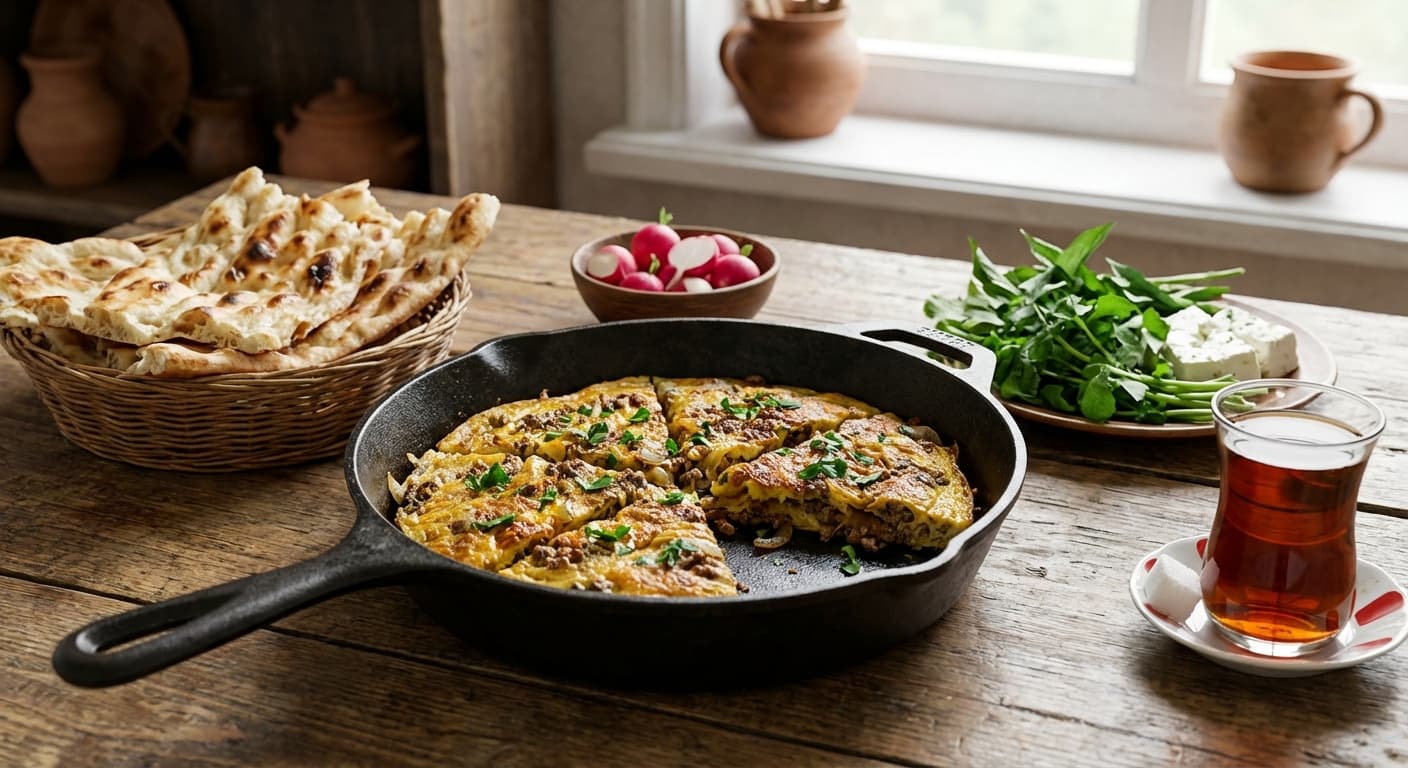 Omelet Goosht o Tokhm - e Morgh ( ) - Persian Meat & Egg Omelette - authentic persian recipe