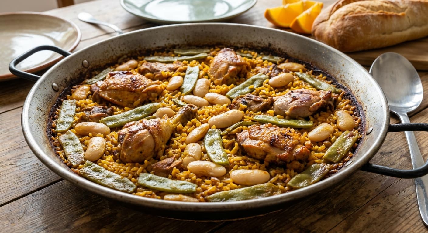 Valencian Paella — Saffron Rice with Rabbit, Chicken, and Beans - authentic spanish recipe