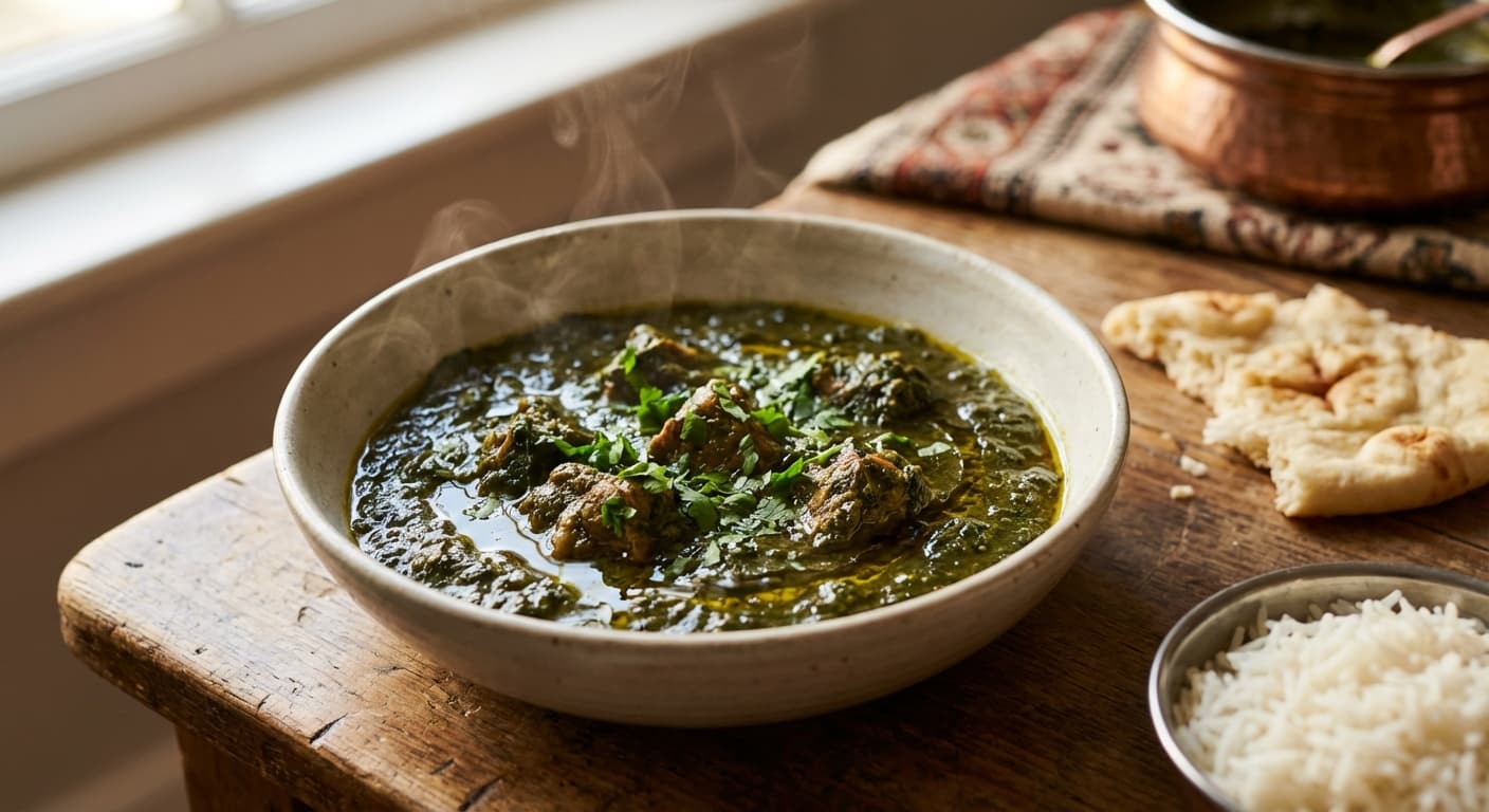 Palak Gosht — Afghan Lamb and Spinach Stew - authentic afghan recipe