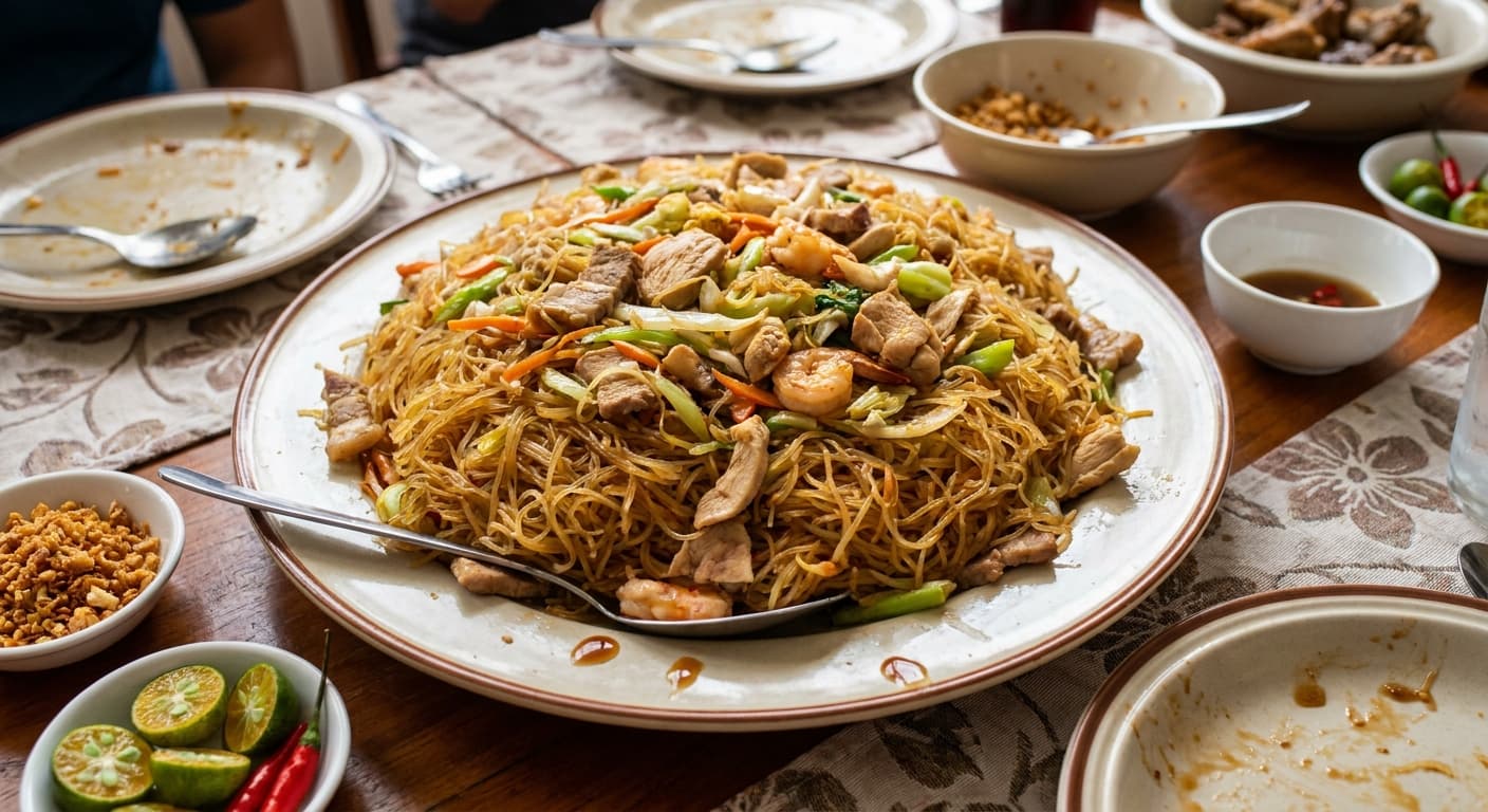 Pancit Bihon — Filipino Rice Noodles with Chicken and Shrimp - authentic filipino recipe