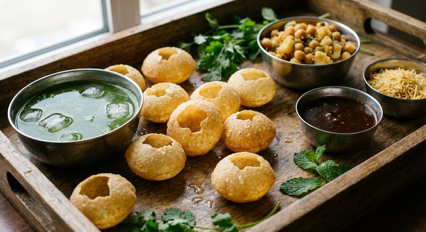 Pani Puri — Indian Crispy Hollow Shells with Spiced Water - authentic indian recipe