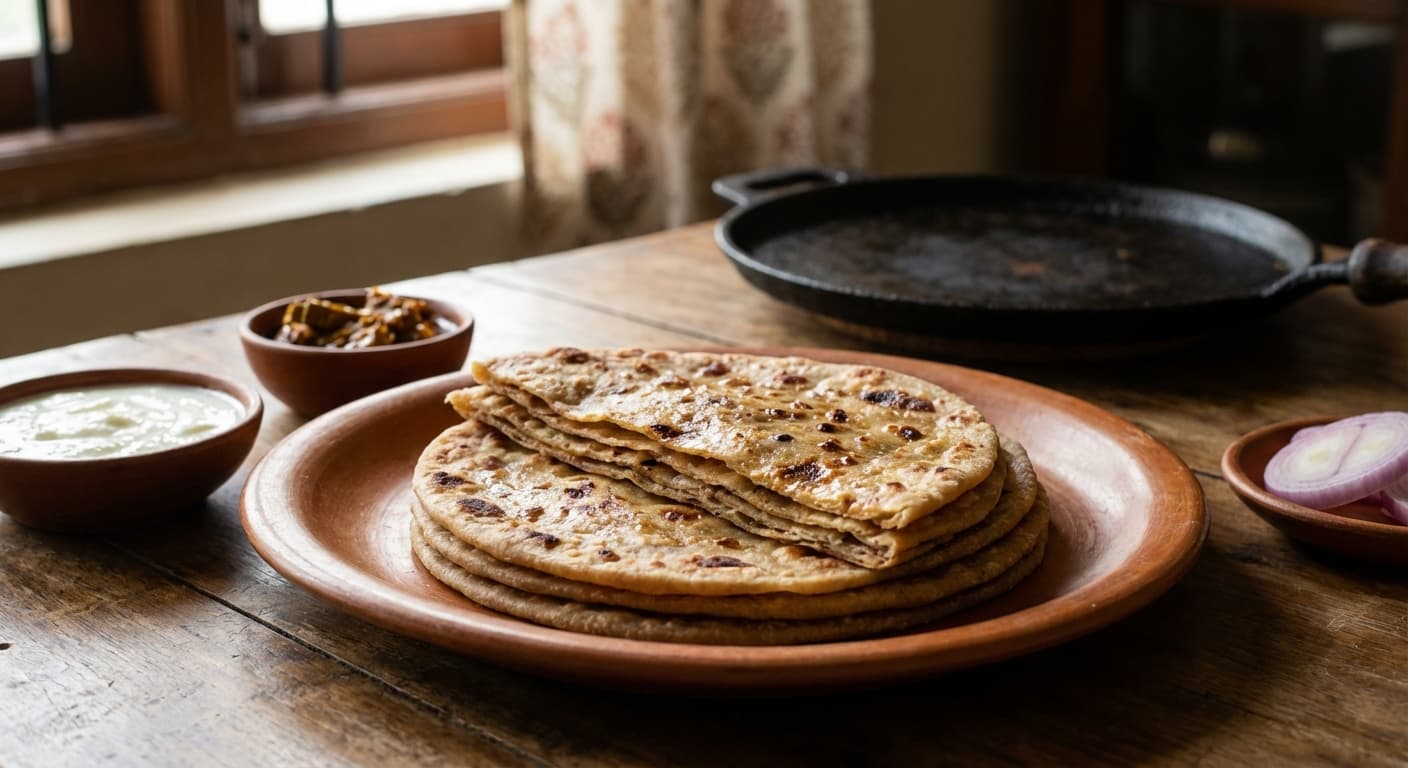 Paratha — Flaky Indian Layered Whole Wheat Flatbread - authentic indian recipe