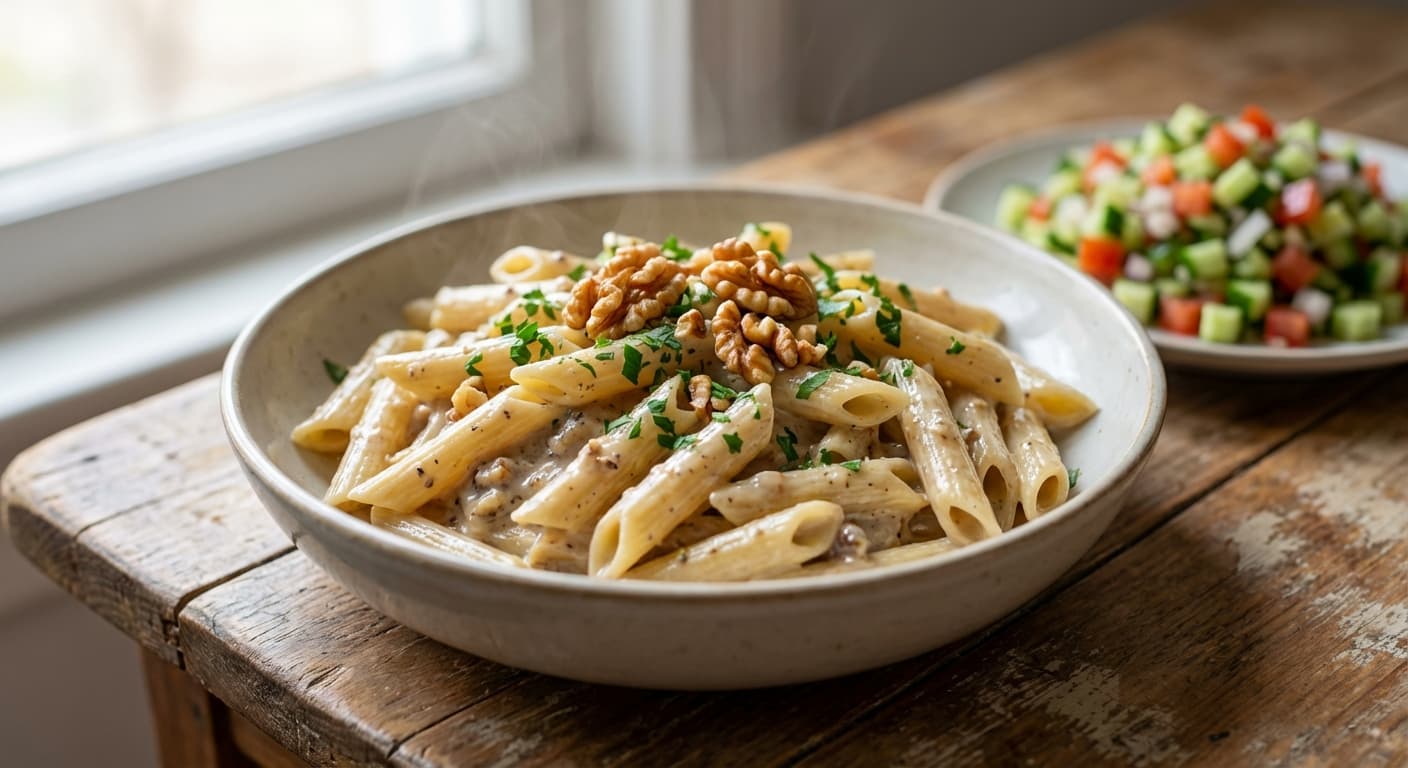 Pasta with Walnut Sauce — Creamy Persian Walnut-Yogurt Pasta - authentic persian recipe