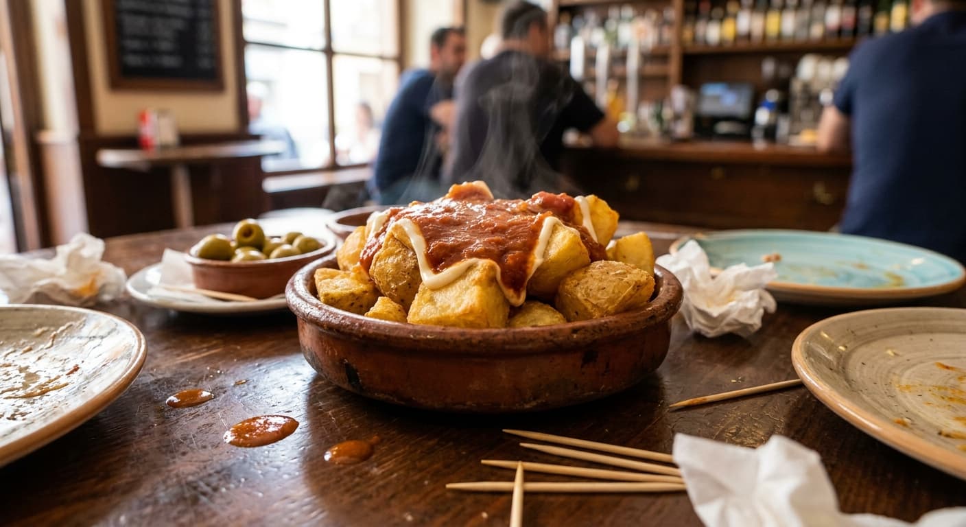Patatas Bravas — Crisp Spanish Tapas Potatoes with Spicy Brava Sauce - authentic spanish recipe