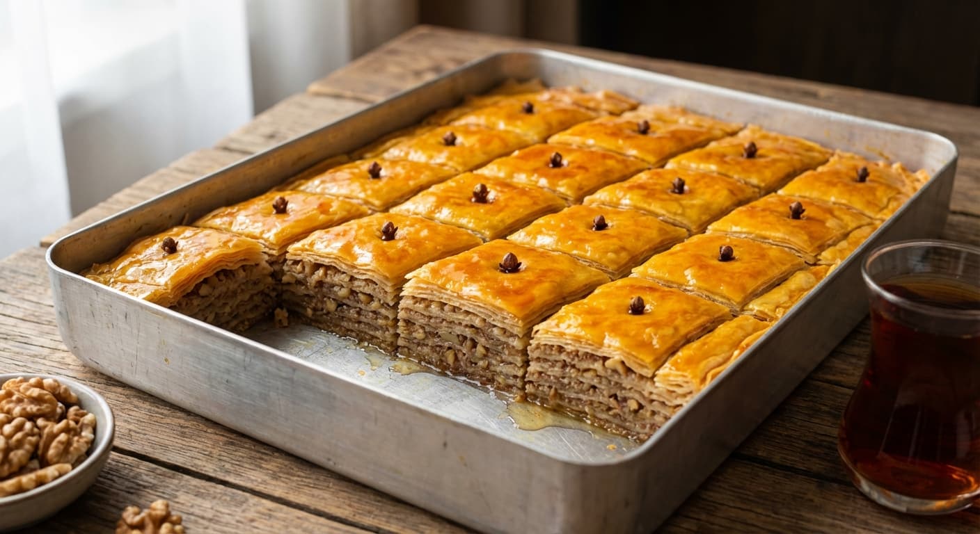 Paxlava — Ganja-Style Azerbaijani Diamond Baklava with Walnuts and Syrup - authentic azerbaijani recipe