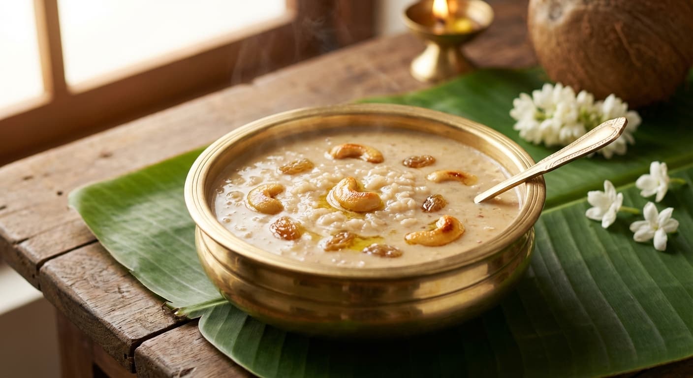 Payasam — South Indian jaggery and ghee milk pudding - authentic indian recipe