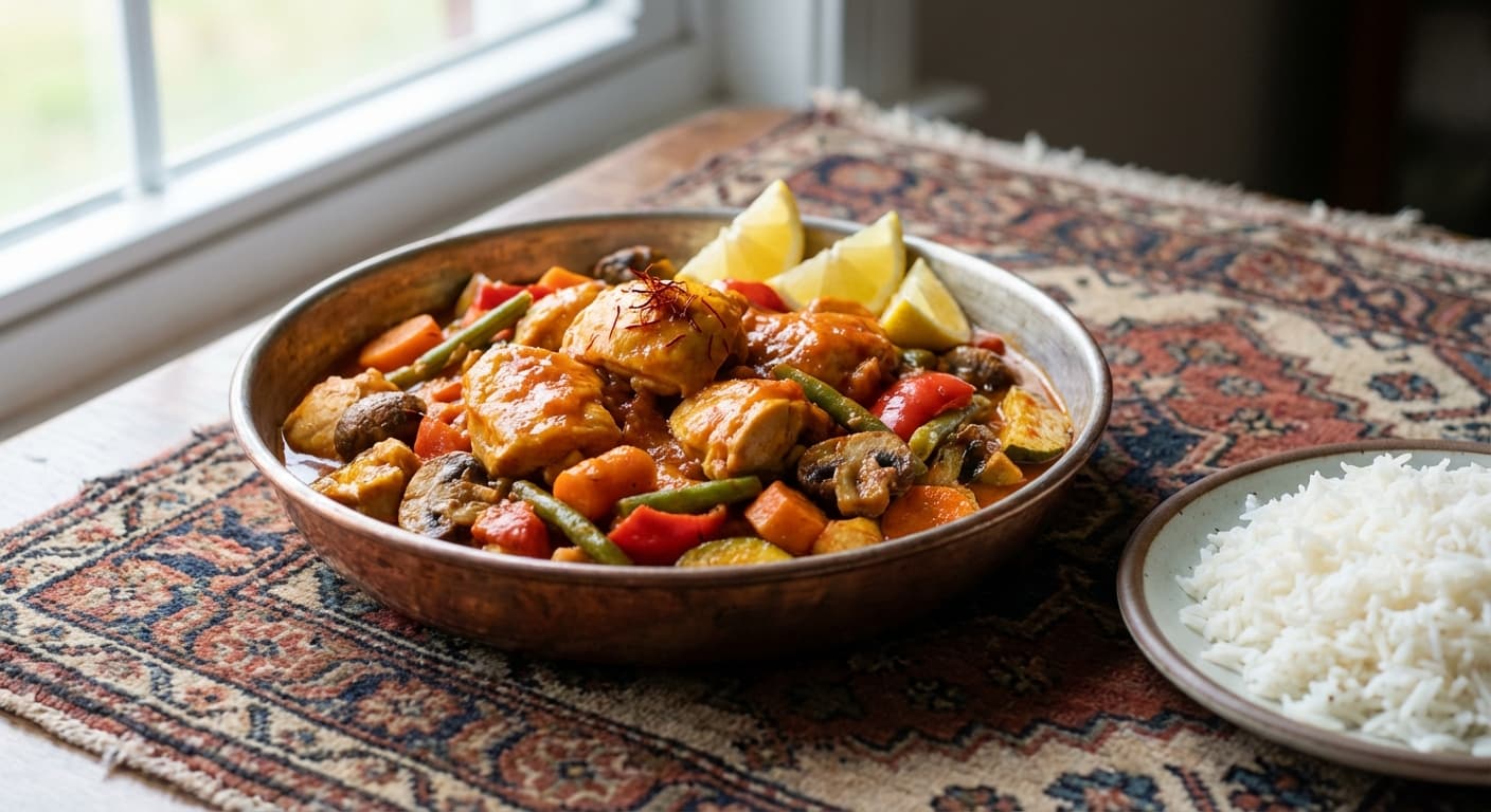 Persian Chicken and Vegetable Ragout — Aromatic Braised Garden Medley - authentic persian recipe