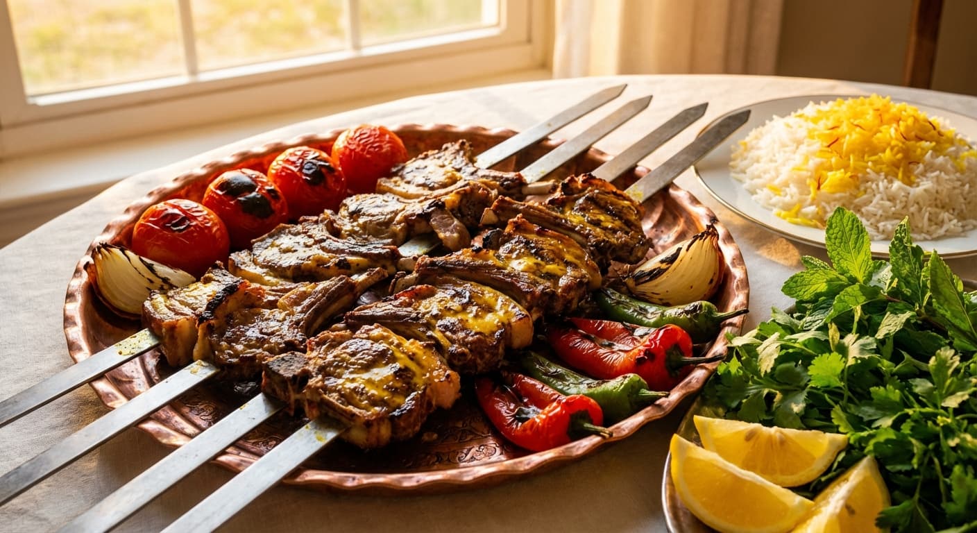 Persian Lamb Shishlik — Saffron & Yogurt Marinated Lamb Chop Kebabs - authentic persian recipe