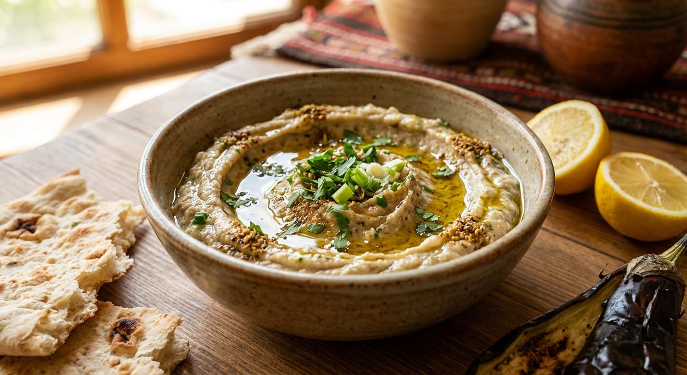 Persian Moutabal with Kashk — Smoky Roasted Eggplant Dip - authentic persian recipe