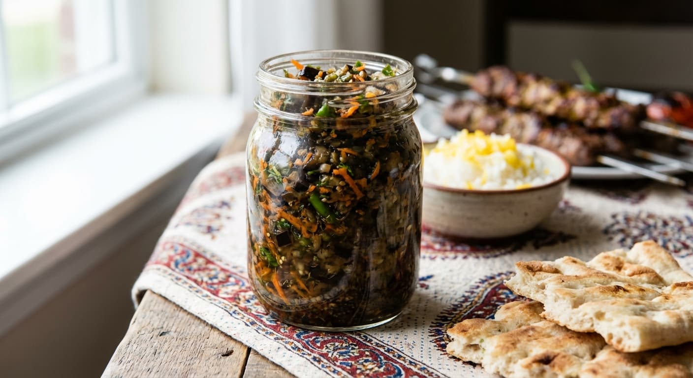 Persian Smoked Torshi Liteh — Caspian-style smoky mixed vegetable pickle - authentic persian recipe