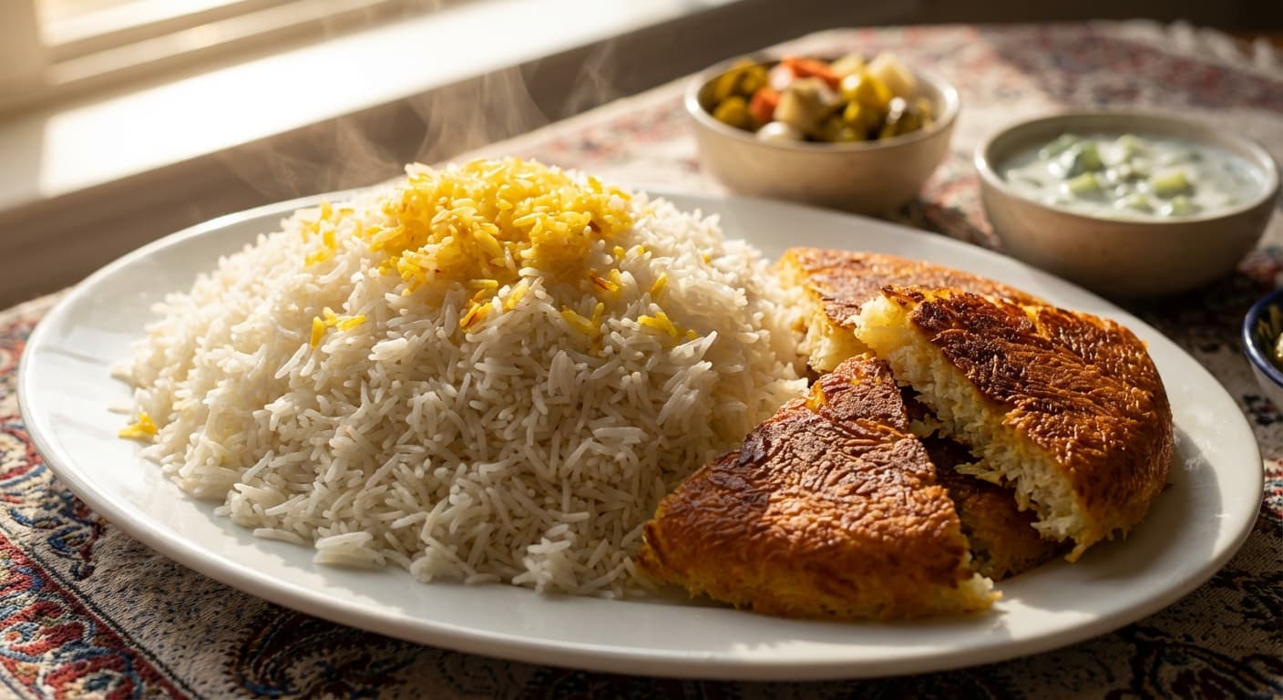 Persian Steamed Rice Masterclass — Chelo and Polow techniques with perfect tahdig - authentic persian recipe
