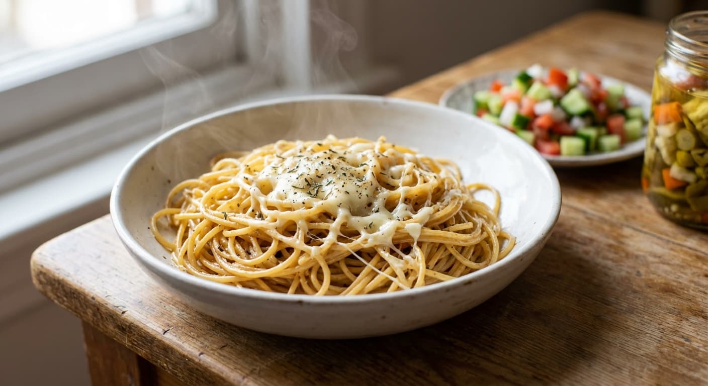 Persian-Style Cheesy Spaghetti — Buttery thyme-garlic comfort pasta - authentic persian recipe