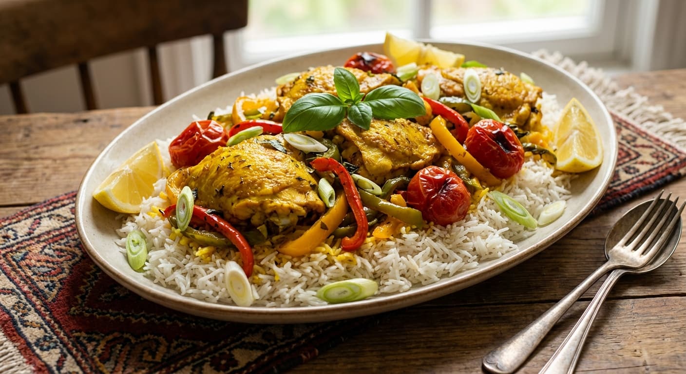 Persian-Style Chicken Polo — Zesty Lemon-Basil Chicken Rice - authentic persian recipe