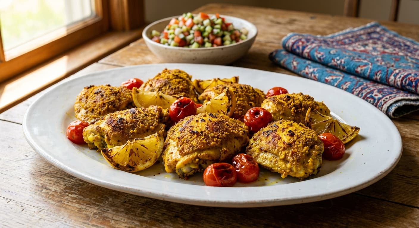 Persian-Style Golden Yogurt-Marinated Chicken — Oven-Baked, Spice-Scented Chicken with a Yogurt Marinade - authentic persian recipe
