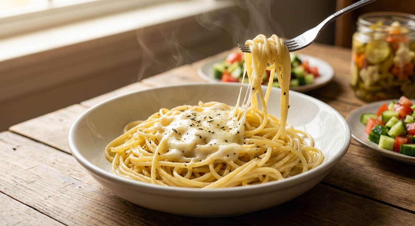 Persian-Style Spaghetti with Cheese — Buttery thyme-scented comfort pasta - authentic persian recipe