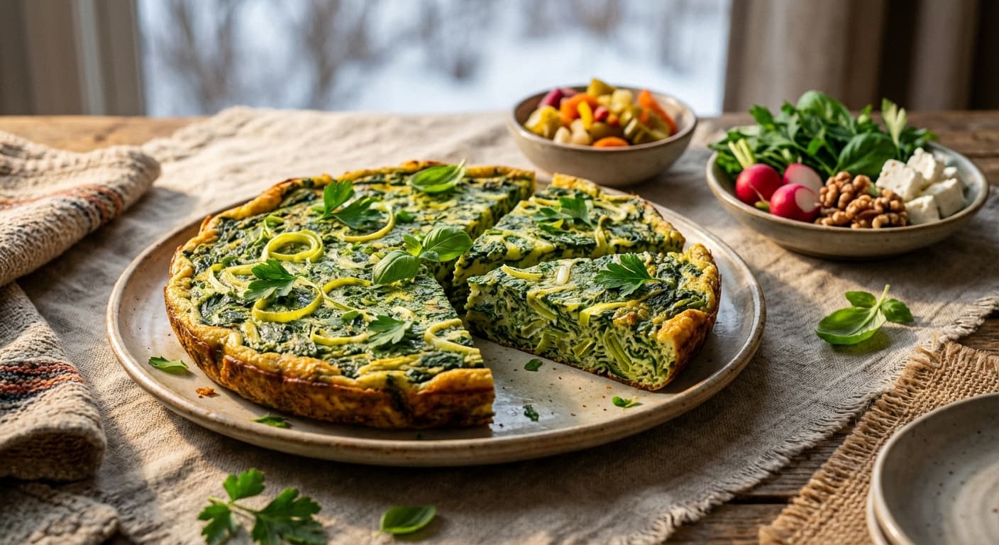 Persian Winter Leek and Spinach Kuku Sabzi — Herb Frittata with Leeks and Spinach - authentic persian recipe