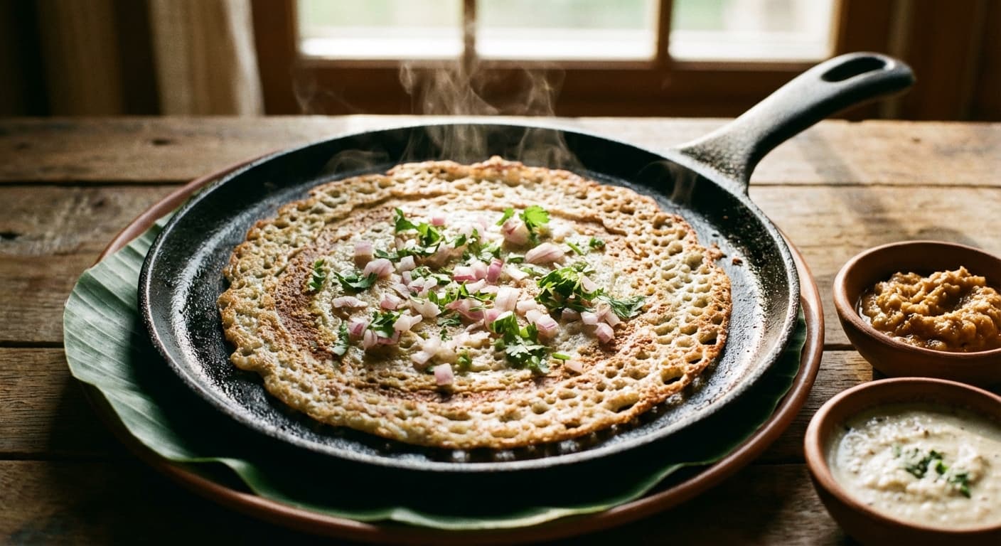Pesarattu — Indian Green Moong Dal Crepe with Ginger - authentic indian recipe