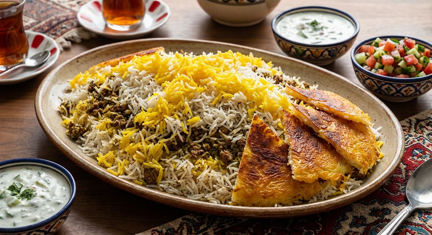 Polo Makhlout — Saffron-Scented Mixed Rice with Spiced Meat - authentic persian recipe