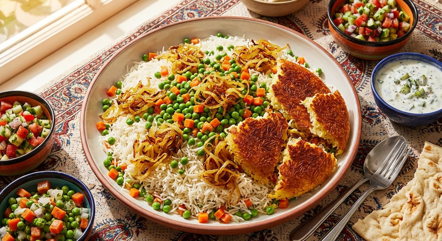 Polo Nokhod Farangi - Persian Green Pea Rice - authentic persian recipe