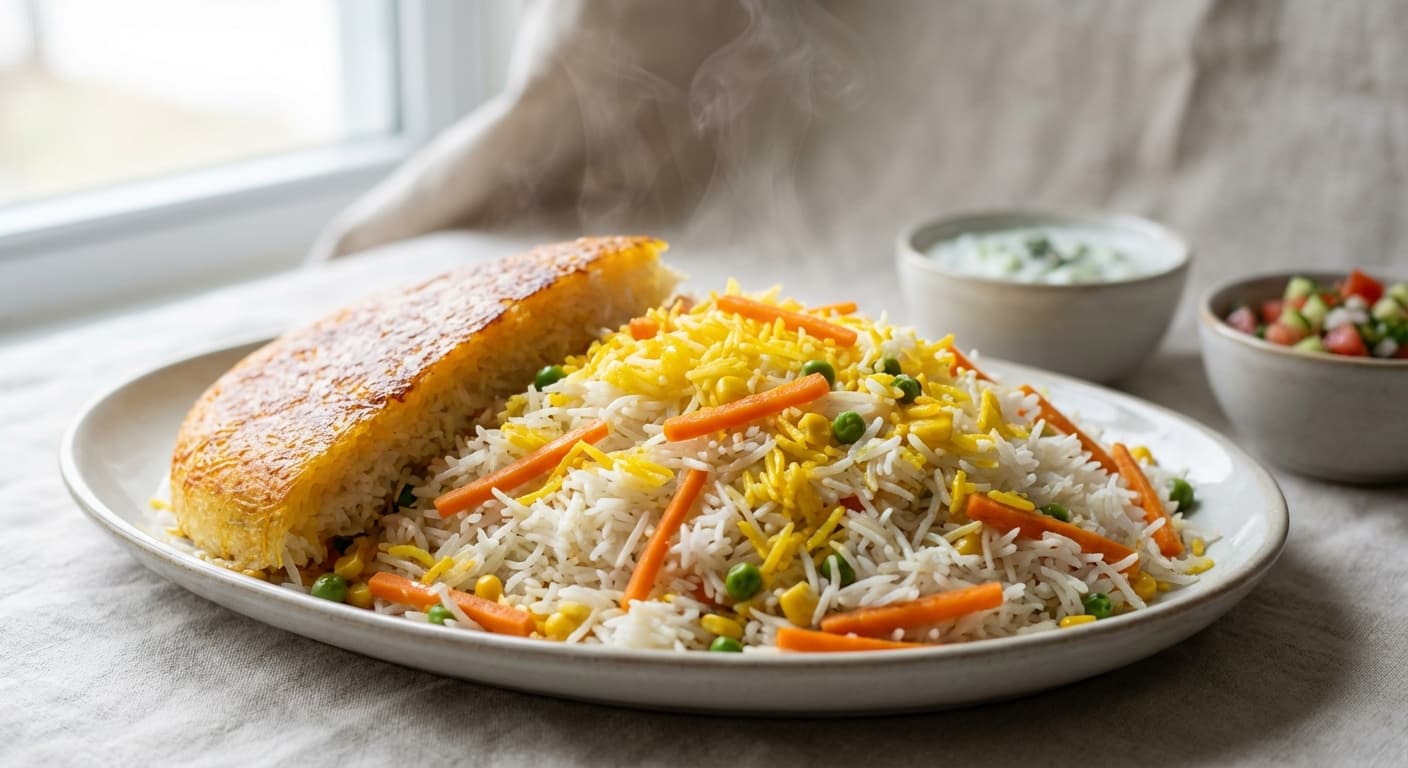 Polo va Sabzijat — Persian Saffron Vegetable Rice - authentic persian recipe