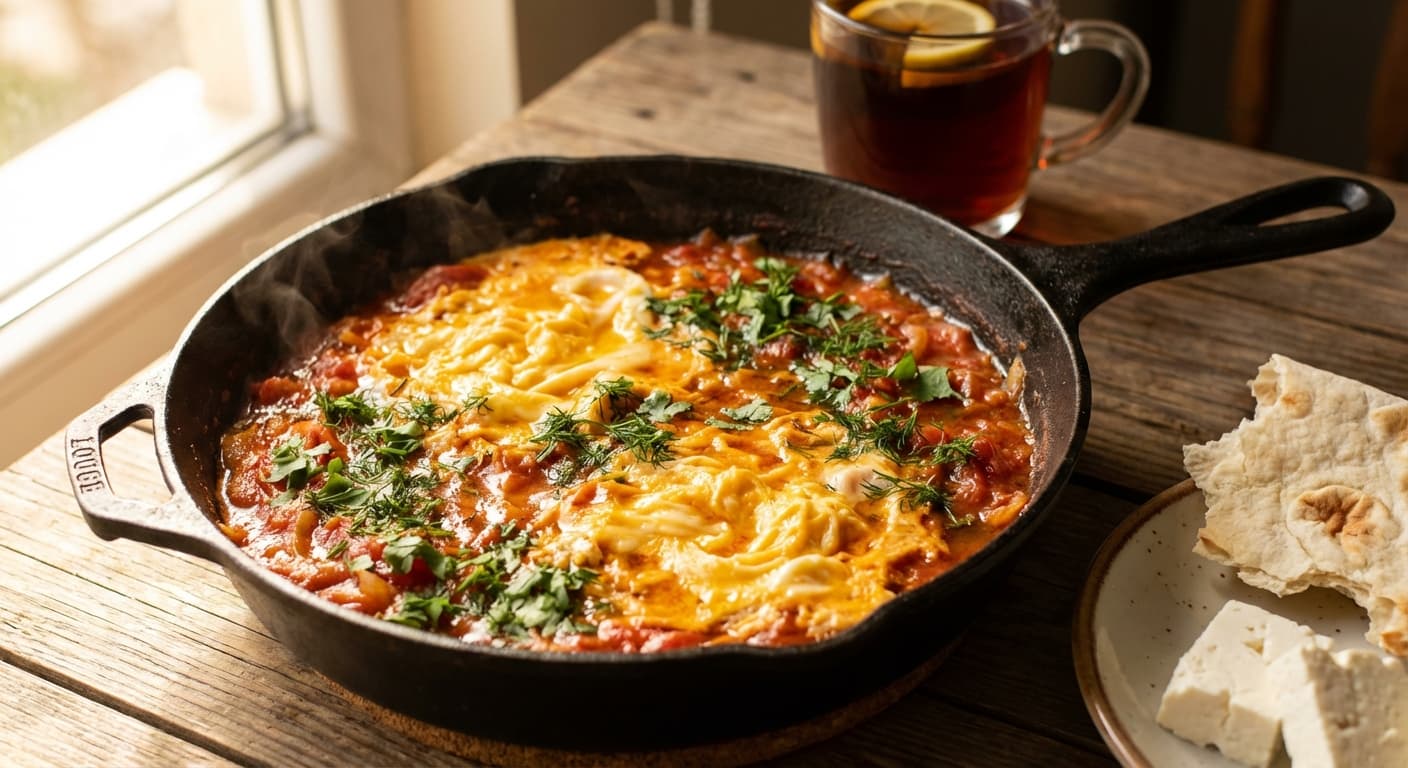 Pomidor Yumurta — Azerbaijani Tomato and Egg Scramble - authentic azerbaijani recipe